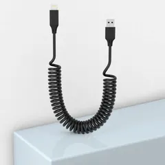 【新着商品】iPhone13/12/11 高耐久 伸縮 ケーブル Pro/X/iPad/iPodに対応 2.4A充電と高速データ転送ケーブル、iphone iPhone充電ケーブル CarPlay対応 iOS対応 & カールコード、MFi認証 ライトニングケー