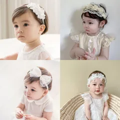 【新着商品】お祝い 結婚式 髪飾り 女の子 子供 新生児 プレゼント おしゃれ かわいい リボン 誕生日 へあアクセサリー ヘアアクセサリー 花 記念撮影 レース 赤ちゃん 4点セット 出産祝い ヘアバンド ベビー YINKE