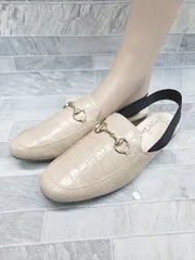 ◇ Θ Launa lea ラウナレア 型押し バックストラップ ローファー パンプス シューズ サイズ24 ベージュ レディース P  【1409090013515】