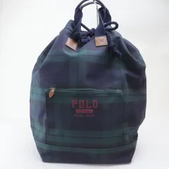 2405-2 ポロラルフローレン トートバッグ ワンショルダーバッグ 2WAY POLO RALPH LAUREN キャンバス製 グリーン×ネイビー系 ブラックウォッチ