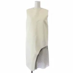 メゾンマルジェラ 1 Maison Margiela 1 18AW レイヤードカットオフノースリーブワンピース ひざ丈 切替 ドット ストライプ 36 XXS 白 ホワイト /AT22のサムネイル