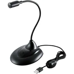 【新品・5営業日で発送】ELECOM エレコム スタンドマイク／フレキシブルアーム／ミュートボタン付き／ブラック(HS-MC07UBK)