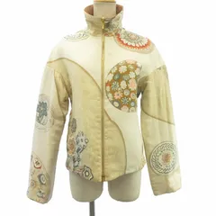 エルメス HERMES 美品 マルジェラ期 シルク リバーシブル ブルゾン ジャケット ベージュ系 総柄 花 約M STK ☆AA★のサムネイル