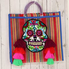 メキシコ製 メルカド メッシュトートバッグ カラベラ マチ付き 001