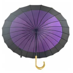 蛇の目風24本骨傘　紫×黒　雨傘 番傘風 手開き式 和風傘 和モダン カジュアル 大きめの傘 和傘 長傘