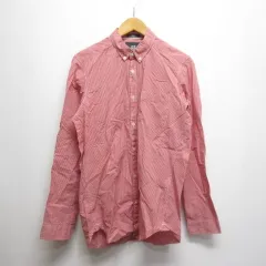 エイチ&エム H&M ギンガムチェック柄 長袖 ボタンダウン コットン シャツ XS 赤 レッド