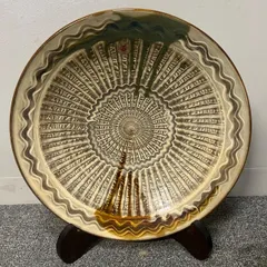 小鹿田焼　大皿　置物　共箱　送料込み1101 楽天市場】小鹿田焼(おんたやき) 飛び鉋模様(緑) 7寸皿（直径約