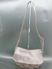 ◇ Θ IL BISONTE イル ビゾンテ 総柄デザイン レザーショルダーバッグ ブラウン系 レディース E  【1507250006695】