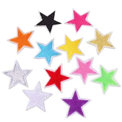 【特価商品】アイロンワッペン刺繍カラフル 星 スター アップリケ DIY服 ミシン手芸 男の子 女の子 【Wdlife】ワッペン 可愛い装飾 かっこいい 補修パッチ【12枚セット】