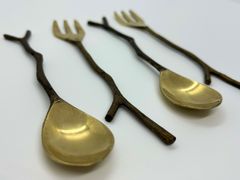 【新品未使用】　バリ島雑貨　バリ雑貨　アジアン雑貨　カトラリー　デザートスプーン　デザートフォーク　食器　スプーンフォークセット