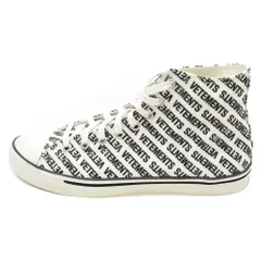 VETEMENTS (ヴェトモン) Printed Canvas ブランドロゴ総柄キャンバスハイカットスニーカー ホワイト×ブラック #dg2302のサムネイル