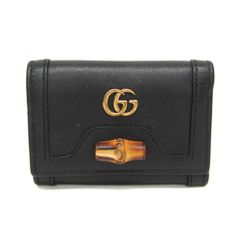 美品】グッチ 三つ折り財布 ダイアナ ダブルG バンブー レザー 本革