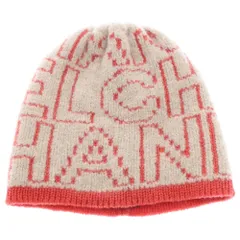 CHANEL (シャネル) ロゴビーニー カシミヤ混 帽子 ベージュ×レッド ニットキャップ