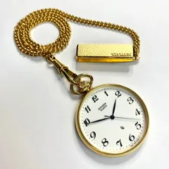 【極美品⭐️CITIZEN COLLECTION】 シチズンコレクション　 懐中時計  ポケットウォッチ　 ホワイト×ゴールドカラー　 チェーン+クリップ付き　 BC0423-54A   （AYA）