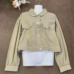 M 極美品✨ Gジャン デニムジャケット サイズM カーキ スタイリッシュ 春から初夏まで着れる 薄手 軽やかに、白ステッチがアクセント。春風を感じるベージュデニムジャケット◎！ S609 0392
