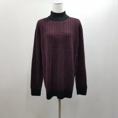 UNIQLO(ユニクロ) ハイネック ハウンドトゥース オーバーサイズ ロング ニット Tシャツ レディース L H828