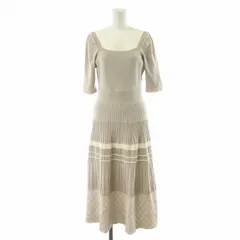 ジルバイジルスチュアート JILL by JILLSTUART ジャガードニットワンピース 半袖 ボーダー トラペーズネック ミモレ ロング FR グレー 1251140021 /NQ