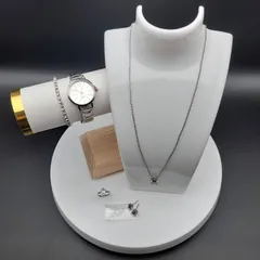 【Gemi】リネア・オフィシエル レディースウォッチ　クォーツ腕時計　５点 セット　レディース（シルバー）　＜ ① 腕時計 ② ブレスレット ③ ピアス ④ ネックレス ⑤ リング ＞