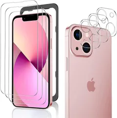 【6枚入り】iPhone13 mini 用 ガラスフィルム (3枚)＋ iPhone13 mini 用 カメラフィルム (3枚) 日本旭硝子製【 ガイド枠付き】 9H硬度 高透過率 飛散防止 気泡防止 指紋防止