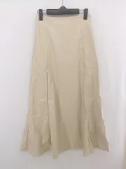 ◇ who's who Chico フーズフーチコ フェイクレザー ロング フレア スカート サイズF ベージュ レディース E  【1304050006456】