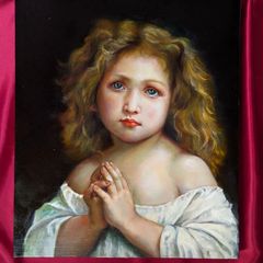油絵【摸写】ブグロー「少女」国立西洋美術館所蔵　美人画　女の子　人物画　【額なし】画家painterTMK（櫻井智子）出品