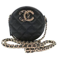 【天白】CHANEL シャネル 19 チェーンショルダー キャビアスキン ラウンド 丸型 ココマーク ゴールド金具 ブラック レディース