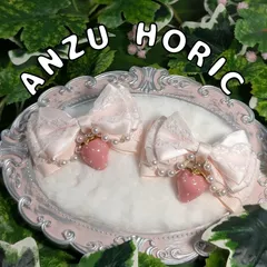 いちごチャーム　りぼんヘアクリップ　さくらぴんく　パールチェーン　量産型　姫系　地雷