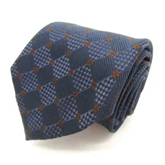 クリケット ブランド ネクタイ チェック柄 小紋柄 格子柄 シルク 日本製 PO メンズ ネイビー CRICKET 【中古】