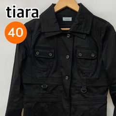 tiara ティアラ ジャケット コート スプリングコート ブラック 日本製 レディース 40サイズ【CT1183】