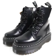 未使用品△Dr.Martens ドクターマーチン 32196001 JADON 日本限定 ホワイトステッチ 8 ホール 厚底 レザー ショートブーツ ブラック UK6 箱付き レディース メンズ ユニセックス 大人気 オススメ◎ 定価187,000円