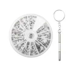 【特価商品】メガネ修理 腕時計修理 修理キット 時計 ネジの交換 工具 セット セット ネジ ミニドライバー付き 精密 (120個) サムコス