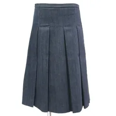 S Max Mara エス マックスマーラ スカート ボトムス デニム インディゴ ブルー 青 38 膝丈 プリーツ フレア コットン 綿 おしゃれ シンプル 無地のサムネイル