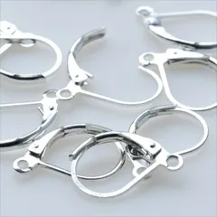 P-317 フレンチフック 10個セット【ホワイトシルバー】 カン付き ピアスフック フックピアス ジャーマンフック アクセサリー パーツ ハンドメイド マスクチャーム 材料 金具 白銀