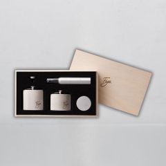 【受注生産品】 ★新品★ MADE IN JAPAN製 Figo スキンローション×モイストセラム×アンチシャインクリーム×洗顔スキンウォッシュ 木箱入りパーフェクトエイジングケア4点ギフトセット