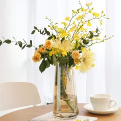 新品 花瓶 Lewondr 花びん おしゃれ がびん ガラス 花活け フラワーベース ガラス容器 吹きガラス 高さ22cm ガラスベース ガーデニング 水栽培 テラリウム容器 生け花 ヒヤシンス 花束 一輪挿し 花器 インテリア飾り 置物 贈り物 玄関、書斎、