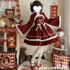 新品 未使用 冬季暖かい ロリータ洋装 新年特別デザイン ジャンパースカート 吊り帯付きドレス 2点セット 女の子向け おしゃれ 可愛い 優雅 韓国風 コスプレ 撮影会 発表会 イベント 推し活 高品質