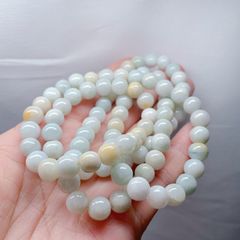 【新入荷】本翡翠保証‼️天然翡翠　漂花ネックレス　玉約8mm+　鑑定書付