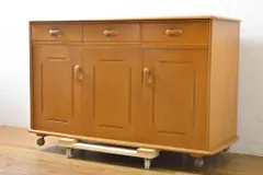 ★事前問合せ必須★ プライオリー社 Priory キャスター付きサイドボード イギリスビンテージ オーク材  サイドキャビネット 収納棚 戸棚 北欧 ヴィンテージ リペア+発送まで3週間前後 R-063511