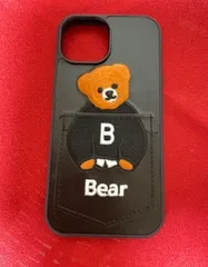 【新品】iPhone15promax　携帯ケース　クマの刺繍　カードポケット付き