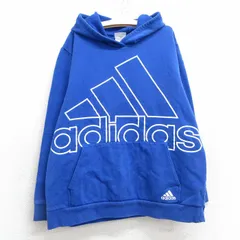 古着 アディダス adidas 長袖 スウェット パーカー キッズ ボーイズ 子供服 00s ビッグロゴ 青 ブルー 25jan27
