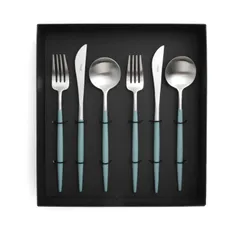 新品 クチポール ゴア ブルーセージ ディナー6点セット（ナイフ・フォーク・スプーン） ギフトボックス入り Cutipol GOA 正規販売代理店 カトラリー ブラッシュド マット 化粧箱付 結婚祝い プレゼント 贈り物 ギフトセット 食器セット