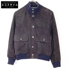<美品> Cinquanta ネイビー ラムレザー スエード ジャケット 44 美品> Cinquanta ネイビー ラムレザー スエード ジャケット 44