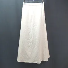 ◇ NEUNA ヌナ ウエストゴム 裏地 スリット 薄手 シンプル ロング丈 フレア スカート サイズM ベージュ レディース E  【1310130003734】