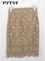 ◇ QUEENS COURT クイーンズコート バックジップ 総柄 刺繍 膝丈 タイト スカート サイズ0 ベージュ レディース 【中古】 【1104300002432】