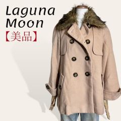 ❤️美品 ラグナムーン ベージュ フェイク エコファー ポンチョ風 Aライン Pコート F レディース 3162
