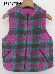 ◇ AMBIDEX ボア チェック 中綿 リバーシブル 長袖 ベスト サイズF ピンク ブルー系 マルチ レディース 【中古】 【1202100003779】