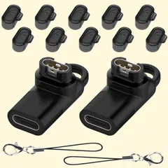 【在庫処分】Seltureone【2+10セット】Garmin(ガーミン)用変換アダプター（2個）L型 Type-C対応 + 防塵プラグ 充電ポート用（10個）TPU素材 Garmin変換マイクロ Venu 3 / Approach s70 / Forerunのサムネイル