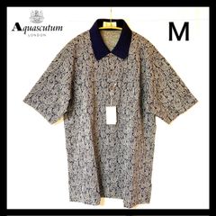 【未使用】【 Aquascutum アクアスキュータム】メンズ　M  半袖　ポロシャツ　ペーズリー柄　麻混　ゴルフ