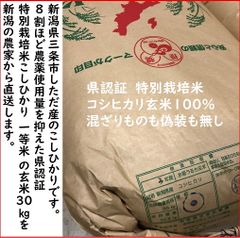 令和3年　新潟県三条市しただ産　減農薬特別栽培米コシヒカリ玄米30kg 白雪美人