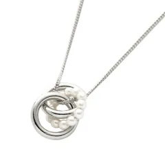 【シルバー × ワンサイズ】[Cream dot. クリームドット公式] ネックレス レディース ロング 金属アレルギー ニッケルフリー チェーン パール リング 3連 三連 メタルリング 大人 上品 エレガント シンプル